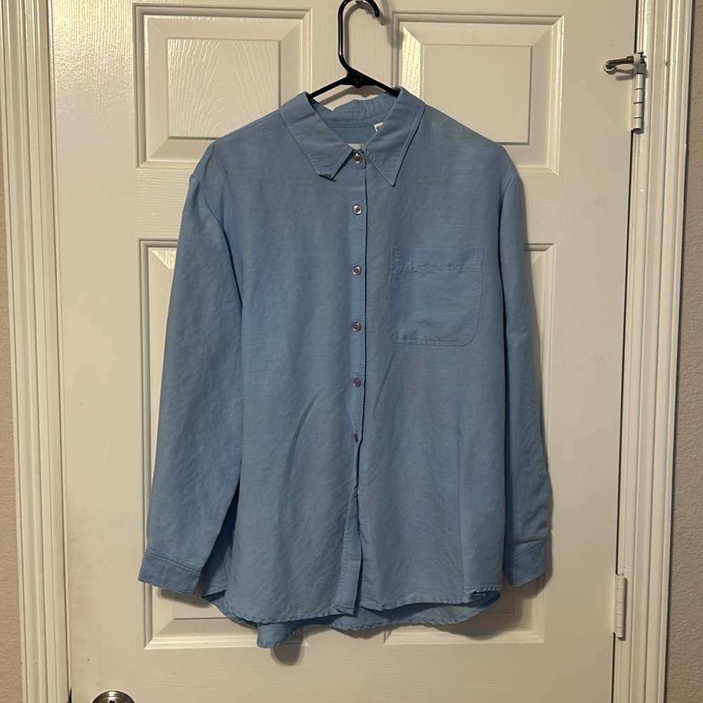 Villager A Liz Claiborne Company Women's Blue Long Sleeve Shirt Size L